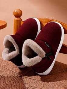 Thermisch gefütterte Schlüpfschuhe mit dicker Sohle und Fersenkappe für Frauen mittleren Alters und Seniorinnen, rutschfeste Hausschuhe/Outdoor-Schneestiefel