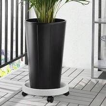 Paquete de 2 bandejas para plantas con ruedas, platillo de 12 pulgadas sobre ruedas, plataforma de polipropileno con ruedas para plantas de interior y exterior, color blanco roto - Gris,claro - Ver 3