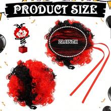 Dingion 4 Pcs Halloween Clown Accessories For Women Includes Hair Clip On Puff Buns Jewel Rhinestone Stickers Clown Bowtie