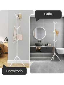 Perchero De Pie Perchero Metálico Para Colgar Ropa 3 Niveles - Blanco - Ver 3