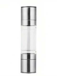 1pc Manual Dual-Head Spice Grinder - Heavy Duty Structure, Transparent Window, Suitable For Kitchen, Restaurant, Home - No Electricity Needed, Easy To Clean Seasoning Bottle, Kitchen Essential, Modern Design, Durable Plastic, Salt & Pepper Mill, Cooking Enthusiast