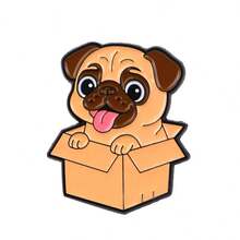 1pc Cute Cartoon Puppy Popping Out Of Box Design Women Brooch, Cartoon Metal Badge, Suitable For Hat, Bag, Scarf Decoration Christmas Gift - Multicolor - View 8