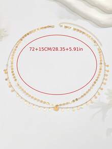 1 chiếc dây đeo thân cho nữ với mặt dây chuyền hình tròn và hình bướm bằng sắt, thích hợp cho kỳ nghỉ hè ở bãi biển. - Vàng - Xem 5