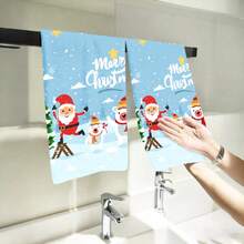 2PCS Christmas Kitchen Towels Santa Snowman Christmas Tree Star Tea Dishtowels, Soft Microfiber, Minimalist, Highly Absorbent, Suitable For, Outdoor, Travel, Picnic, Winter Decor Gift
