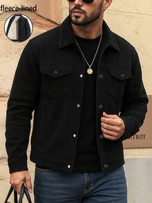 男士秋冬灯芯绒长袖夹克，休闲时尚保暖内衬夹克