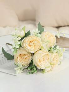 1Bunch 5-Head Peonies Artificial Flowers, Fake Flowers Pink Peonies Faux Flowers Vintage Artificial Silk Flower Peonies Bouquets Floral Arrangements Home Wedding Party Coffee Table Decor Home Decor Item, Romantic, Wall Decor, Holiday Decoration