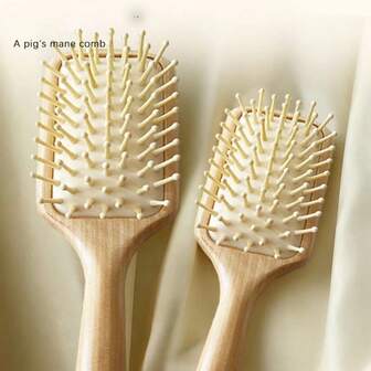 Wooden Hair Brush, Natural Brush To Soften&Improves Hair Texture - Soothing Massage To Improve Dandruff Comb For All Hair Types