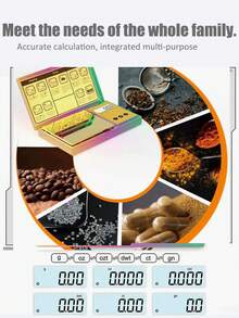 1 件彩虹镀铬数字秤 200g X 0.01 - 彩虹色迷你袖珍秤，精确的口袋大小饰品食物盎司克电镀称重功能，镀铬彩虹，粉色电镀闪亮镜面盖和平台称重食物带背光 LCD，多种单位转换（G/Oz/Lb），便携式，无需自带电池，适用于食物、小饰品和旅行使用 - 彩色 - 查看 9