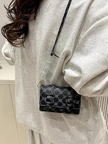 1pc Mini Retro Floral Pattern Flap Chain Decor PU Leather Crossbody Bag, Fashionable For Women Daily Use - Multicolor - View 4