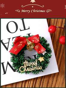 5 piezas/10 piezas Minicoronas navideñas de estrella con lazo de campana de cascabel para escena en miniatura