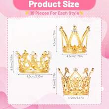 D30 Pcs Crown Cake Topper Mini Queen Gold Crown 3 Style Pearl Crystal Vintage Small Princ Headpiece Cake Decor For Women Lady Girl Bridal Wedding Baby Shower Party - như hình ảnh - Xem 2