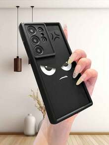 Expression 1pc Minimalist Angry Face Pattern Thick Shockproof Protective Phone Case, Compatible With Iphone 17/17 Pro/17 Pro Max/17 Air/16/11/16 Pro/16 Plus/16 Pro Max/16e/15 Pro Max/13/14/12/11/7G/8P, Galaxy, Redmi, Transsion, Vivo, HONOR, Realme