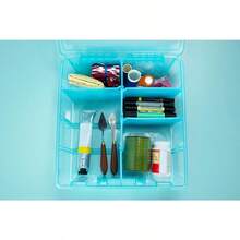 ArtBin Super Satchel Compartment Box Stackable Durable Art Storage With 8 Removable Compartments Smart Closure And Portable Design For Craft Supplies Threads Ribbons Paint Tubes - AquaMist - View 4