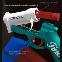 Pistola de Juguete Lanzadora de Espuma - 2 Proyectiles y 3 Rondas Blandas de Ventosa en Color Oro Rosa, para Adultos de 33 Años en Adelante - Oro rosa - Ver 4