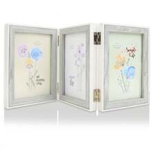 Portaretratos de 4x6 Pulgadas con 3 Aberturas y Bisagras - Marco para Fotos en Gris con Vidrio Real, Montaje en Mesa - Gris - Ver 2