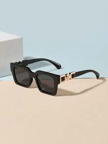 1 PC Teen's 14-16Y Pearl Accessories Black Fashion Glasses,Rectangle Frame Fake Glasses For Everyday Life Outfits, Holidays, Parties And Festive Gifts - Multicolor - View 4