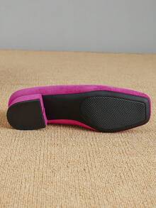 New Polka Dot Chunky Heel Shoes For Women, Square Toe Comfortable Casual Shoes, Plus Size Low Heel Shoes - Màu Hồng Tươi - Xem 8