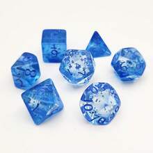 7 piezas Juego de dados poliédricos de estilo azul clásico, dados para juegos de rol, regalos de Halloween/Pascua/Navidad, artículos esenciales para acampar