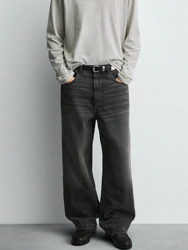 Y2K Men's New Fashionable Washed Loose Denim Pants, Casual All Season Versatile Jeans
