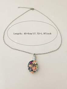 1pc Colorful Circle, Lotus Flower & Leaf Element Cremation Urn Pendant Necklace For Women, Casual Jewelry Suitable For Daily Wear, Comes With Brand Box