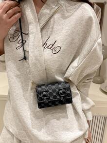 1pc Mini Retro Floral Pattern Flap Chain Decor PU Leather Crossbody Bag, Fashionable For Women Daily Use - Multicolor - View 5