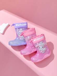 Sanrio Kuromi & My Melody 水晶雨靴，可爱卡通防水防滑中筒雨靴 - 紫羅蘭色 - 查看 5