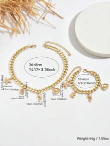 1 Set de 2 buc Colier și Brățară în Stil Oceanic cu Delfin, Scoică și Perle Artificiale, Set de Colier și Brățară cu Lanț Metalic Personalizat la Modă cu Pandantive cu Stea de Mare, Scoică și Delfin, Potrivit pentru Ținute de Zi cu Zi, Petreceri și Evenimente pentru Femei