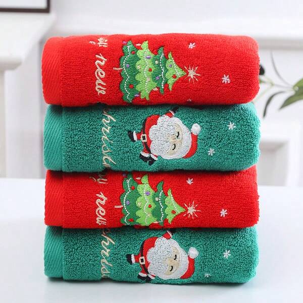 Deux serviettes en 100% coton avec motifs d'arbres de Noël et du Père Noël. Séchage rapide, sans peluches, convient pour le sauna, très absorbantes, légères et parfaites comme serviettes d'invités, décorations de salle de bain, cadeaux de l' ou cadeaux de Noël. Dimensions de la serviette : 13,39 x 29,53 pouces, 400 g/m². Convient pour les salons de beauté, les hôtels, les salles de sport et comme serviette de douche, de bain et de toilette essentielle pour une utilisation domestique.