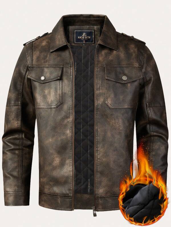 Men's Fall/Winter Jacket Features PU-Coated Construction With Multi-Zipper Details And A Thickened Lining To Lock In Warmth During Frigid Seasons. The Ultimate Gift Selection For Your Husband Or Boyfriend This Winter.