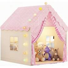 Casa Campaña para Niñas, Tienda Infantil Castillo Princesa con Luz Estrellas, Banderín, Diadema y Cetro, Casita Juegos Portatil Casa de Juguete Carpa para Niño Niña 100x120x130cm/39x47x51inch - Castillo - Ver 3