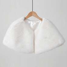 1. Solid Color Faux Fur Shawl, Autumn/Winter Warm Fluffy Scarf, Plus Size Bridal Party Wrap, Suitable For Daily Wear, Weddings, Banquets, Events - A - View 12