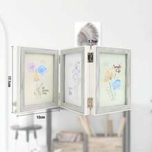 Portaretratos de 4x6 Pulgadas con 3 Aberturas y Bisagras - Marco para Fotos en Gris con Vidrio Real, Montaje en Mesa - Gris - Ver 5