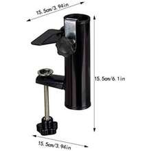 - Soporte para sombrilla de patio, soporte para paraguas de terraza, soporte de metal, clip para playa, pesca, soporte para sombrilla para balcn, color negro - Negro - - Ver 4