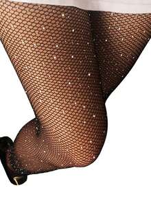 Women's Rhinestone Decorated Fishnet Tights, Shiny Mesh Pantyhose, Available In Multiple Colors, Suitable For Party And Nightclub Wear - Multicolor - View 16