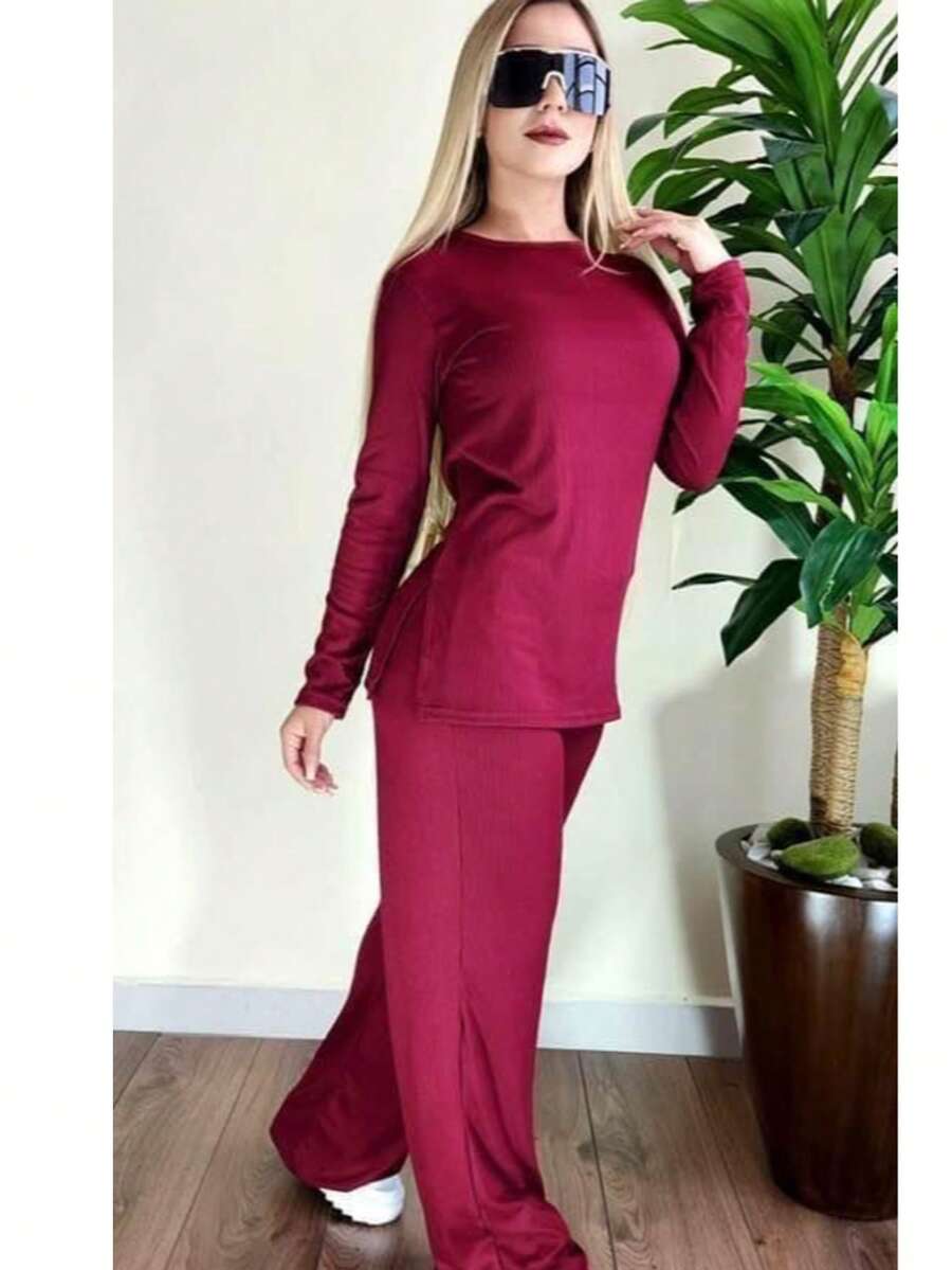 Women Two-Piece Outfits - Red Violet - View 1