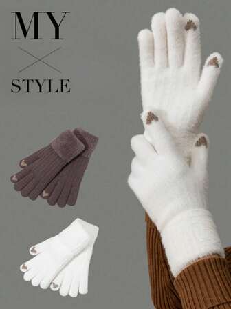 1Pair Heart Pattern Gloves, Soft Textured Casual Daily Gloves, Fashion Statement Accessory For Autumn & Winter, Ideal For Men In Outdoor Strolling, Indoor Leisure, Dating & Streetwear Looks