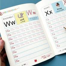 Caderno de prática de caligrafia em inglês (1 unidade) para aprender o alfabeto inglês, ideal para copiar caligrafia em fontes inglesas, material escolar, volta às aulas, um pequeno presente perfeito para o Natal. - Multicolorido - Ver 10