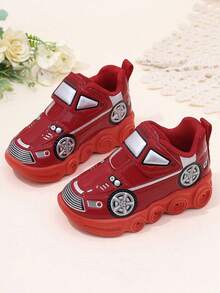 幼儿男童发光运动鞋秋季儿童汽车卡通休闲百搭跑步鞋软底幼儿鞋可爱公主闪光鞋 - 紅色 - 查看 8