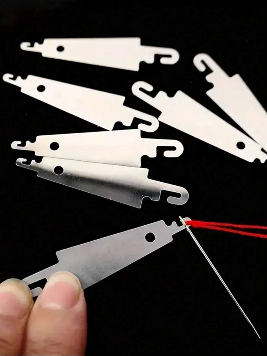 5件套不锈钢穿针器，适用于刺绣穿针、DIY十字绣配件 - 銀色 - 查看 1