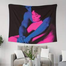 1pc UV Glow In Dark Tapestry - Blacklight Reactive Glow Wall Hanging, Large Neon Pink Blue Purple Love Couple Design Peach Beige Fabric For Bedroom & Party Decor, Tapestry For Bedroom, Wall Tapestry, Wall Tapestry For Bedroom - 白色 - 查看 9