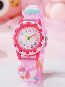 1 buah/Set Jam Tangan Anak-anak Motif Astronot Seri Warna Macaron, Tali Plastik Warna-warni, Cocok untuk Hadiah Ulang Tahun, Hadiah Halloween, dan Hari Jomblo - Berwarna merah muda - View 5