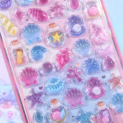 1张随机可重复使用3D贴纸 - 可爱水果、冰淇淋、拉布拉多犬、动物和宠物（猫、狗）| 自粘多层贴纸，不对称形状，哑光表面，适用于剪贴簿、日记、计划本、DIY手工 | 柔软亮丽的卡通3D浮雕可爱趣味贴纸，水晶钻石浮雕贴纸，创意定制计划本贴纸