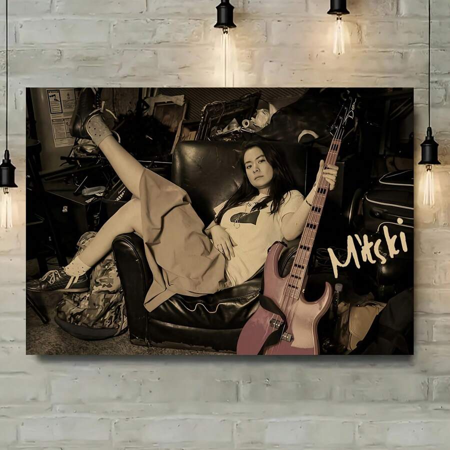 1张Mitski复古美学音乐海报,高品质高清微喷帆布墙画,防水房间装饰,通用节日礼物,12x16英寸(不含框) - 彩色 - 查看 1