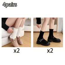 8 Paar Socken für Frauen, japanischer und koreanischer Stil, Frühling und Sommer einfarbige retroholische atmungsaktive Mesh-Socken für Frauen, Herbst Mittellang Plüsch-Socken für Frauen, japanische lose Spitzen-Socken Ins (1/4/8 Paare)