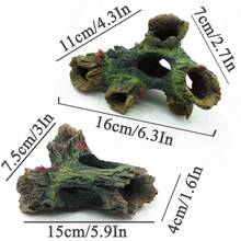 水族箱装饰仿真树干，树脂材质，仿浮木造型，带孔洞和藏身之处，小型树脂装饰品 - 彩色 - 查看 3