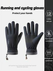 1 Par de Luvas de Inverno - Compatível com Tela de Toque, Forro Térmico Grosso e Quente | Tira de Punho Ajustável | Adequado para Esqui, Ciclismo e Clima Frio