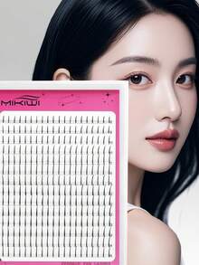 Ondine 14 排，280 簇柔软纤细的睫毛，漫画风格睫毛簇，哑光黑色，自然俄罗斯风格睫毛延长，0.07 毫米 C/D 卷曲，8-18 毫米单簇混合托盘，A/M 形状预制，柔软蓬松效果，单根假睫毛 - 黑色 - 查看 3