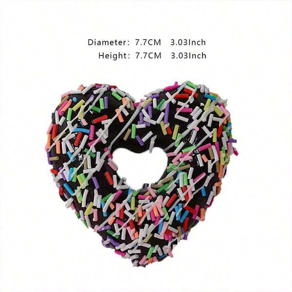 1pc Heart-Shaped Donuts Refrigerator Stick 6 Set, Handicraft Decoration, Room Decoration, Love-Shaped Photography Items, Party Supplies, Gifts For Friends