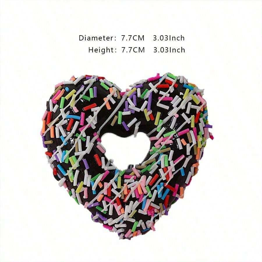 1pc Heart-Shaped Donuts Refrigerator Stick 6 Set, Handicraft Decoration, Room Decoration, Love-Shaped Photography Items, Party Supplies, Gifts For Friends - Multicolor - View 1