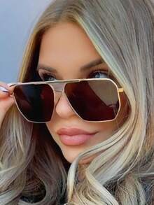 This Retro Metal Frame Fashion Glasses Feature Thickened And Reinforced Temple Arms, And Offer A Variety Of Color Options, Suitable For Those Who Want To Express Their Power, Confidence And Personalized Through A Bold And Unique Personal Style. - Multicolor - View 6